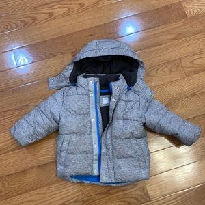 Puffer Coat with Detachable Hood and Fleece Lining